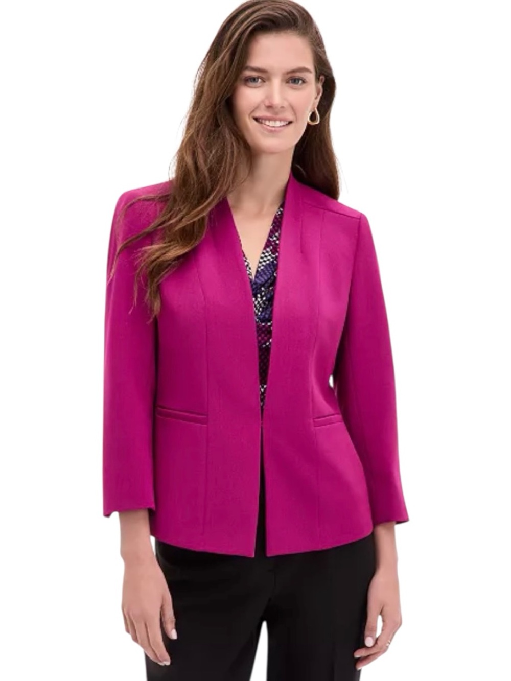 NWT KASPER Cerise 3/4 Sleeve Blazer Jacket Coat Size 4